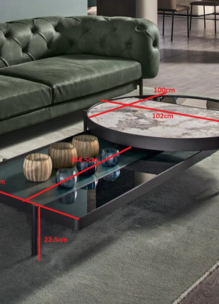 طاولة قهوة حديثة من الزجاج والرخام-CT0103