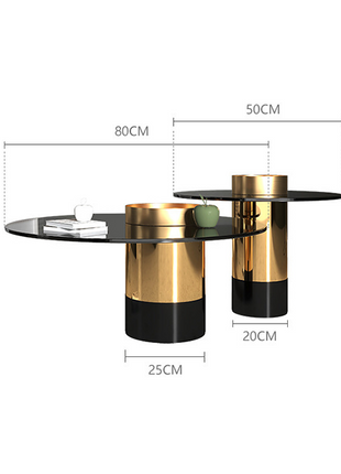 طاولتان قهوة بتصميم عصري وسطح زجاجي لامع-CT0245